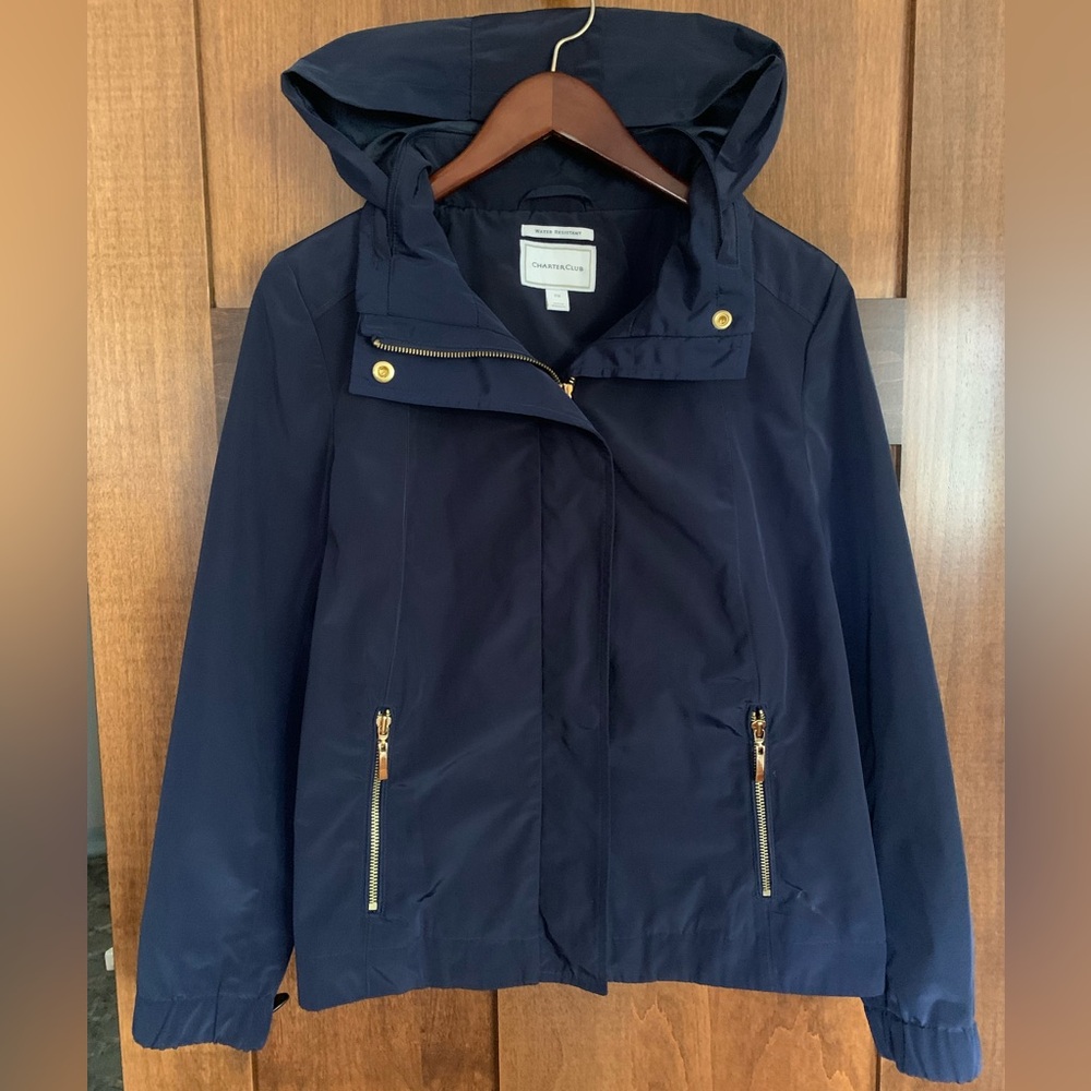 Charter Club water resistant jacket in navy blue
